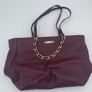 Elegant Burgundy Michael Kors Leather Tote Bag